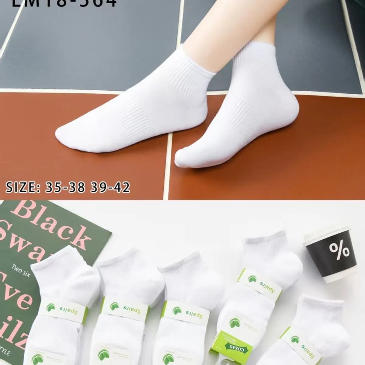 Skarpetki damskie COSASAS białe i czarne roz. 35-39/42 LM18-564