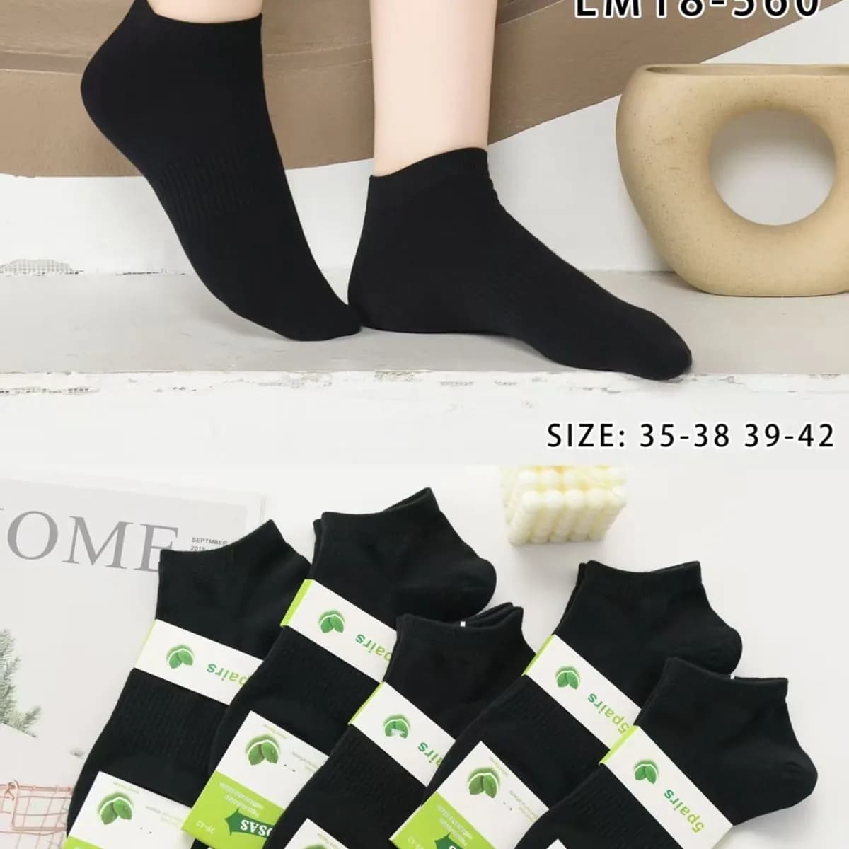 Skarpetki damskie niskie czarne COSASAS rozmiar 35-42