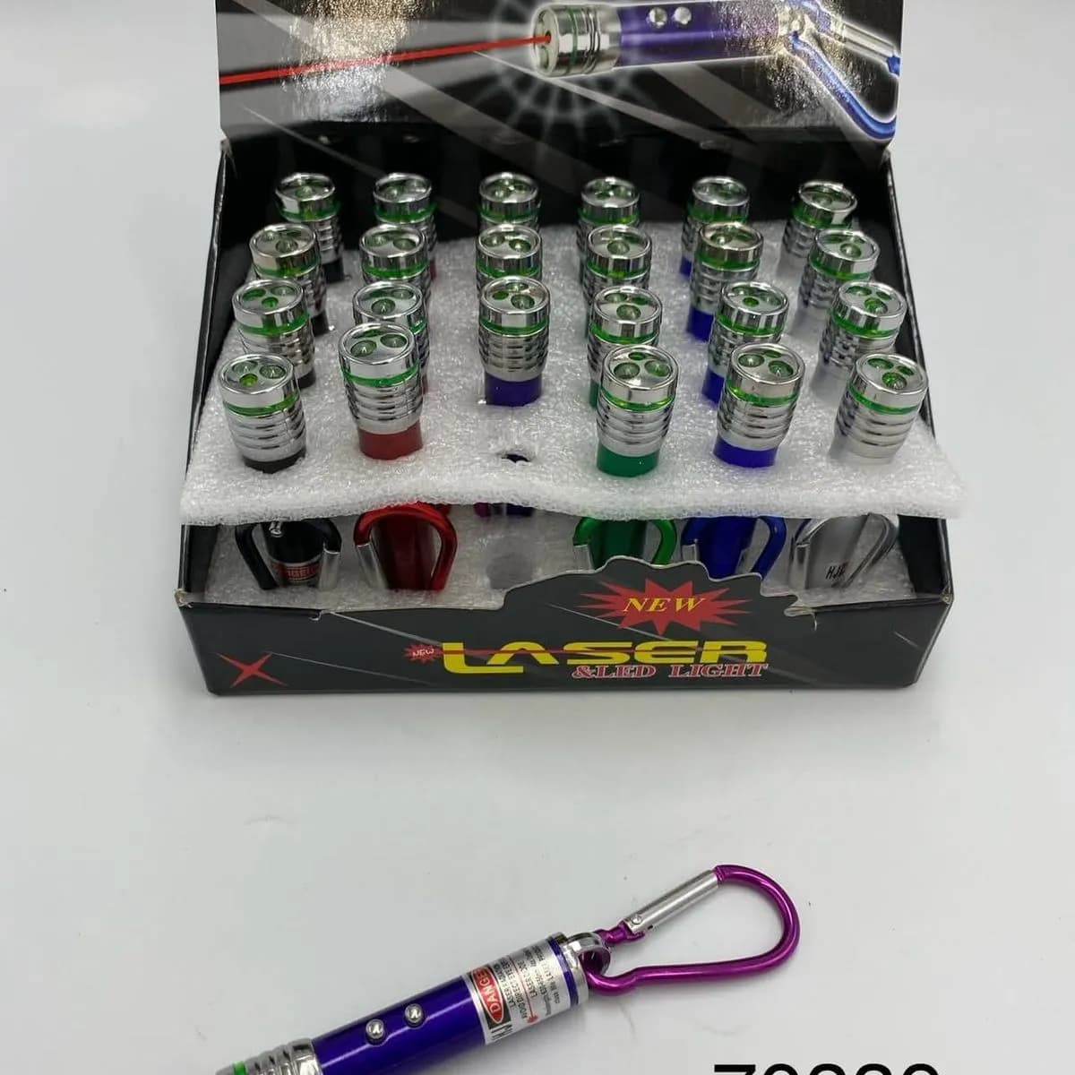 Laser LED Light - Brelok z Karabińczykiem, 24 szt.