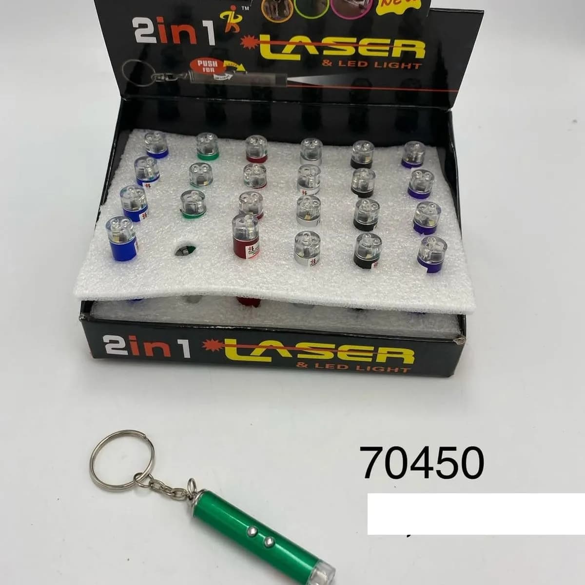 Laser LED Light 2w1 Brelok Wskaźnik Mix Kolorów 24 szt.