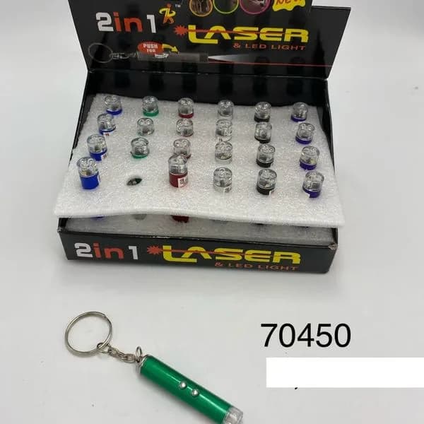Laser LED Light 2w1 Brelok Wskaźnik Mix Kolorów 24 szt.