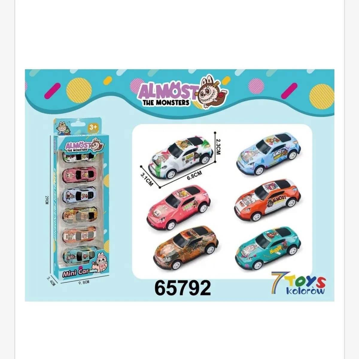 Zestaw Samochod Labubu The Monsters Metalowe Autka 6 szt.