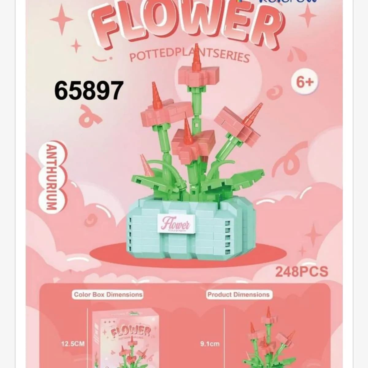 Klocki Kwiaty Flower 248PCS Anthurium Anturium w Doniczce