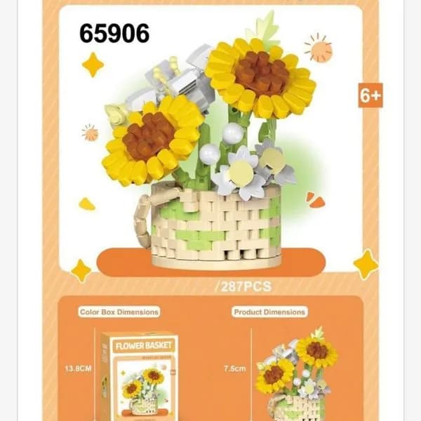 Klocki Kwiaty Flower Basket 287PCS - Słoneczniki w Koszyku 7.5cm