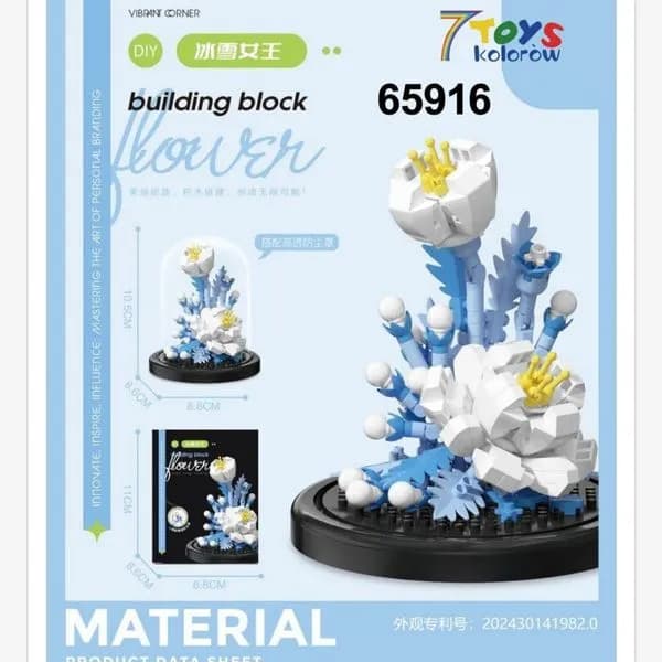 Klocki Kwiaty Building Block Flower w Kloszu 10.5cm 12szt