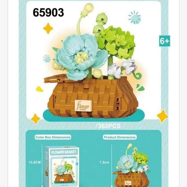 Klocki Kwiaty Kosz z Kwiatami Flower Basket 363PCS 7.2cm