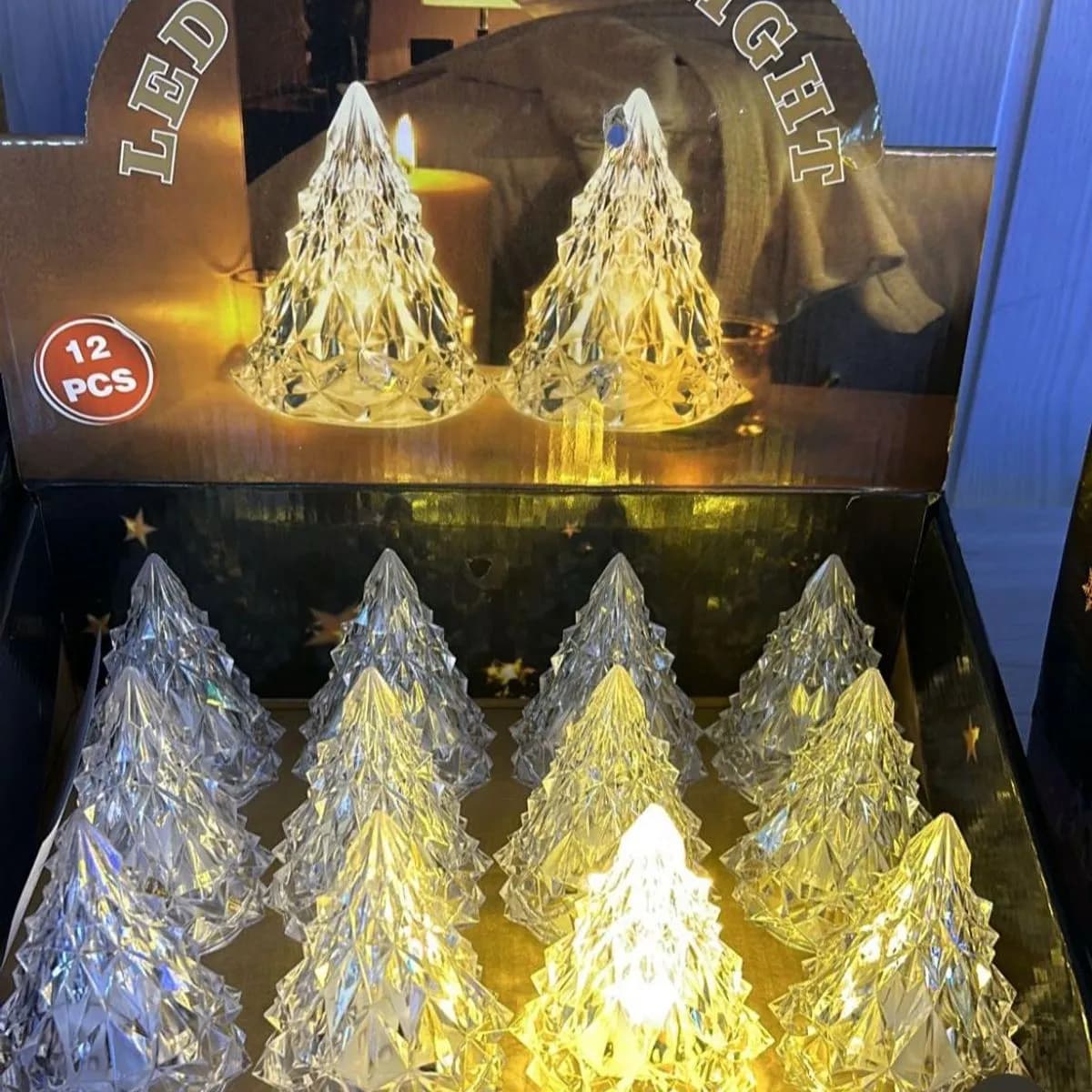 Lampki LED Świeczące Drzewka Kryształowe 12 szt