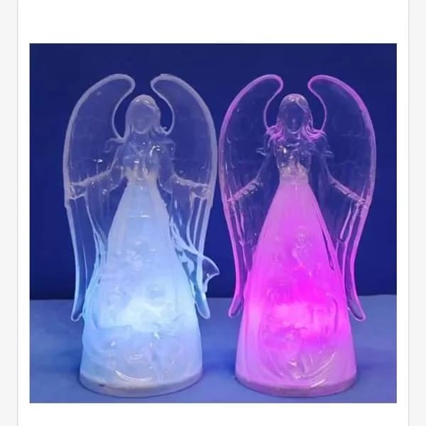 Lampki LED 28cm figurki aniołów przezroczyste