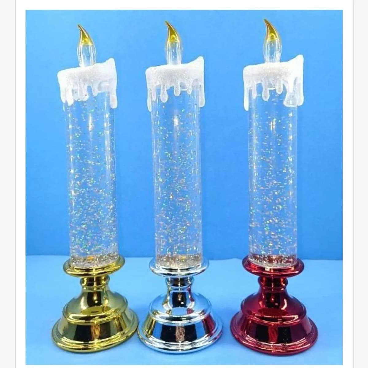 Świeca LED dekoracyjna 21.5cm z brokatem i knotem