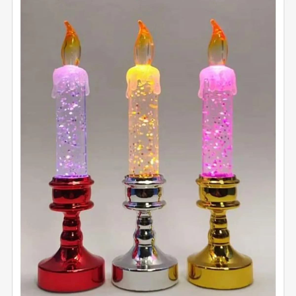 Świeca LED dekoracyjna 18.5CM z brokatem na podstawce