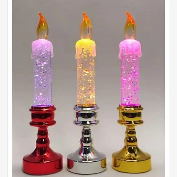 Świeca LED dekoracyjna 18.5CM z brokatem na podstawce