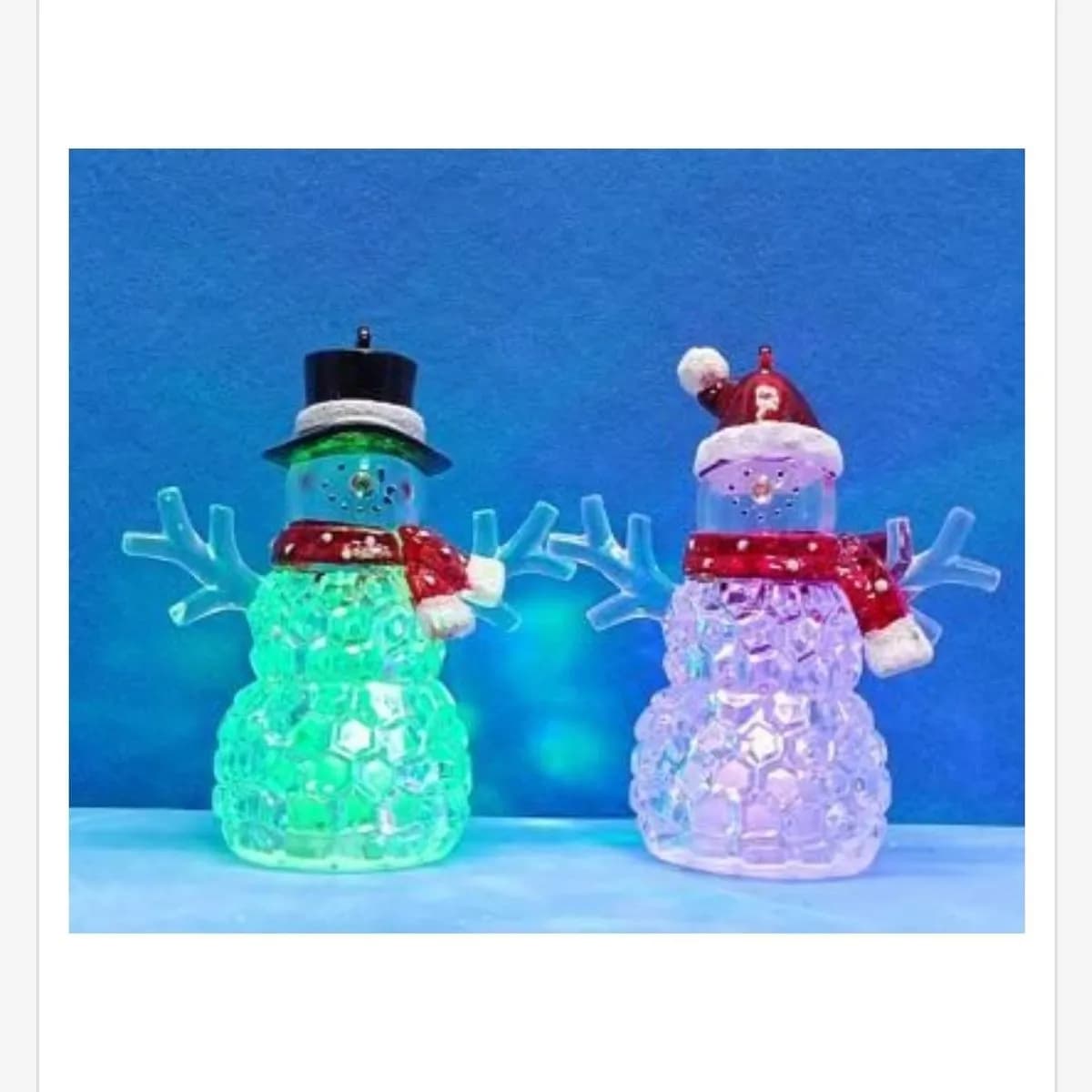 Lampka LED Świąteczny Śniegman Zielony i Różowy