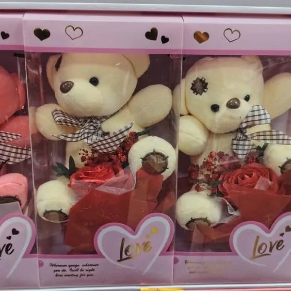 Pudełko Miś Kwiaty LED