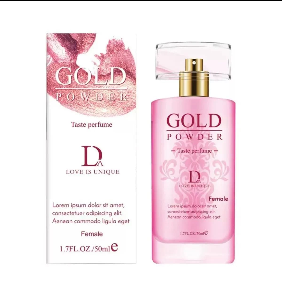 Perfumy damskie Gold Powder 50ml Love Is Unique różowy flakon