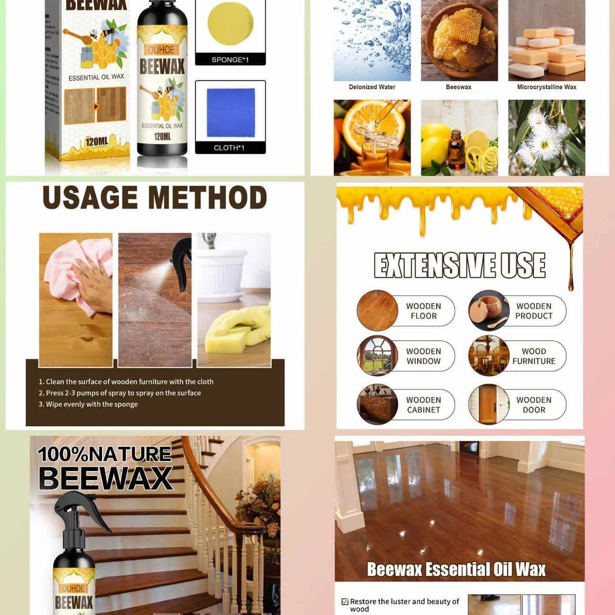 Oczyścić &amp; Wypolerować Powierzchnię Drewnianą 120ml