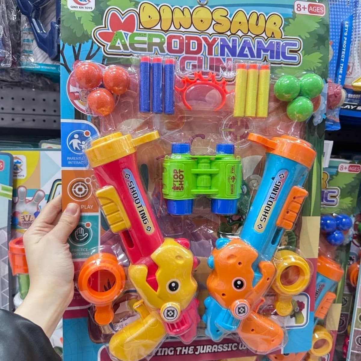 Pistolet dinozaur aerodynamiczny zestaw 2 szt. z lornetką i pociskami