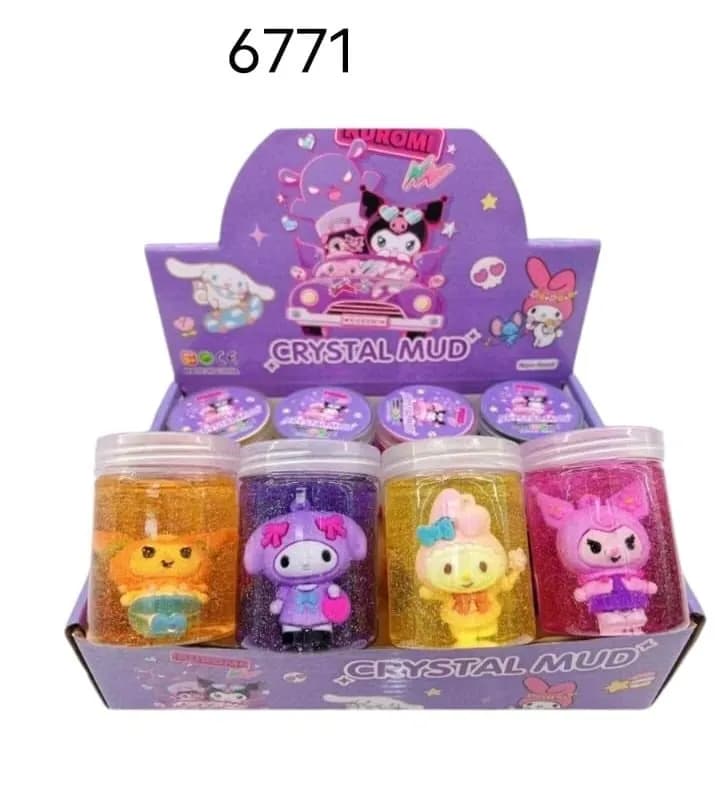 Slime Crystal Mud z figurkami Sanrio brokatowy, zestaw 24 szt.