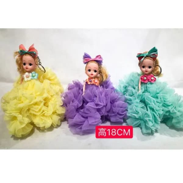 Brelok Lalka 18cm w Tiulowej Sukni z Kokardą, Mix Kolorów