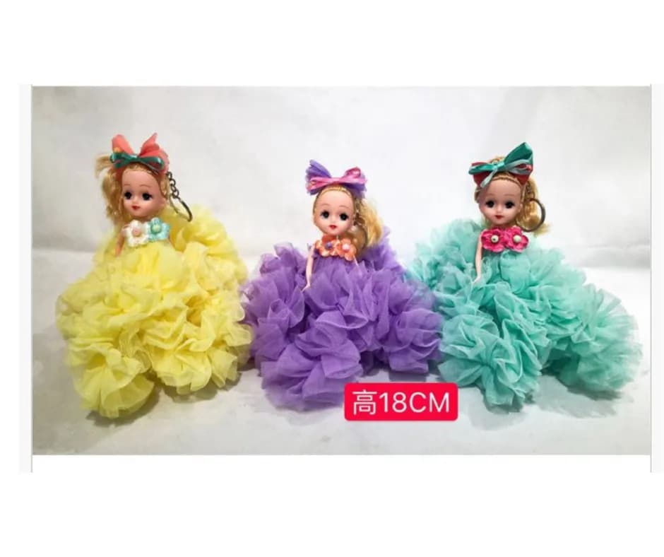 Brelok Lalka 18cm w Tiulowej Sukni z Kokardą, Mix Kolorów