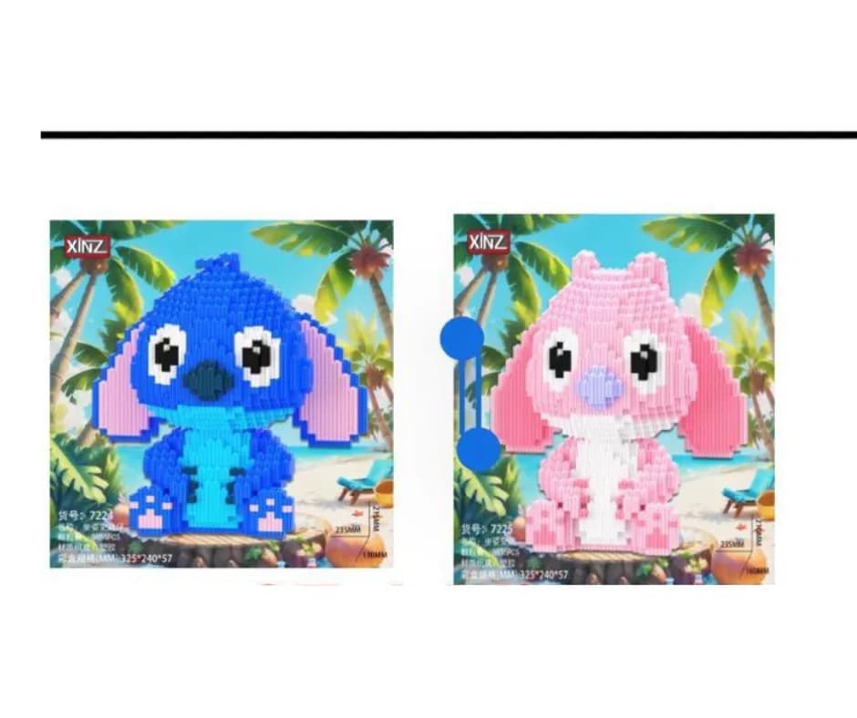 Klocki konstrukcyjne XINZ Stitch i Angel 23.5cm, nano blocks 6szt