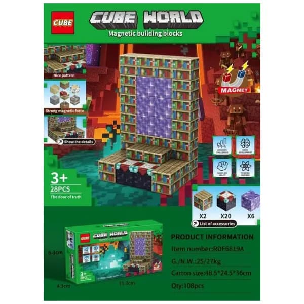 Zabawka Magnetic Builging Blocks Cube World 28PCS