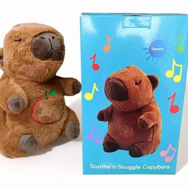 Pluszowa Kapibara Oddechowa Sensoryczna z Jabłkiem PK12375 Muzyczna