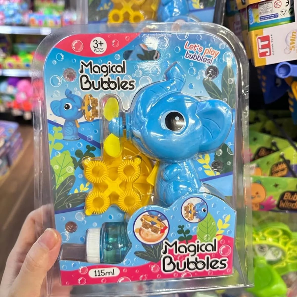 Pistolet do baniek Magical Bubbles słoń niebieski 115ml + płyn