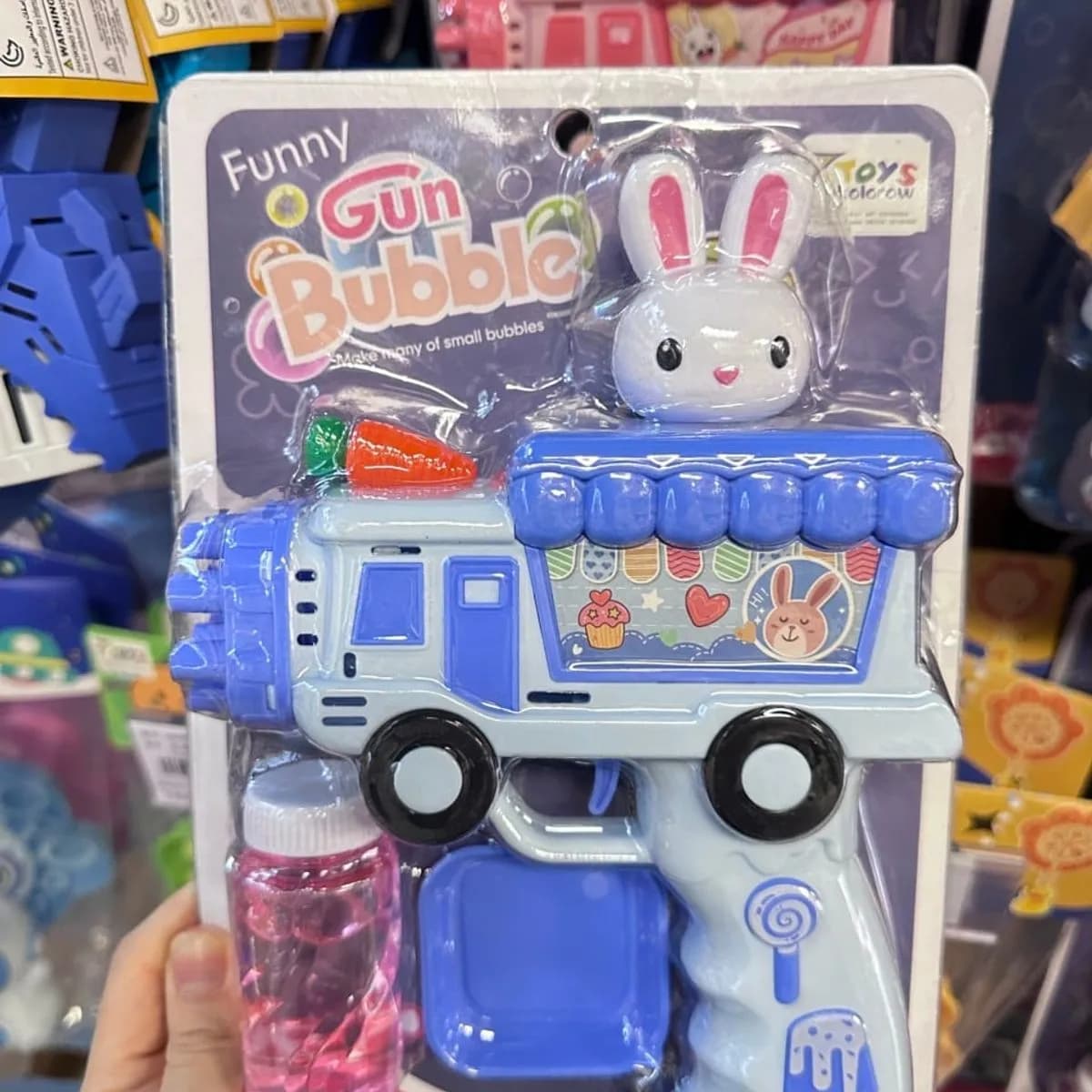 Pistolet na bańki Funny Gun Bubble Różowy Samochodzik Królik