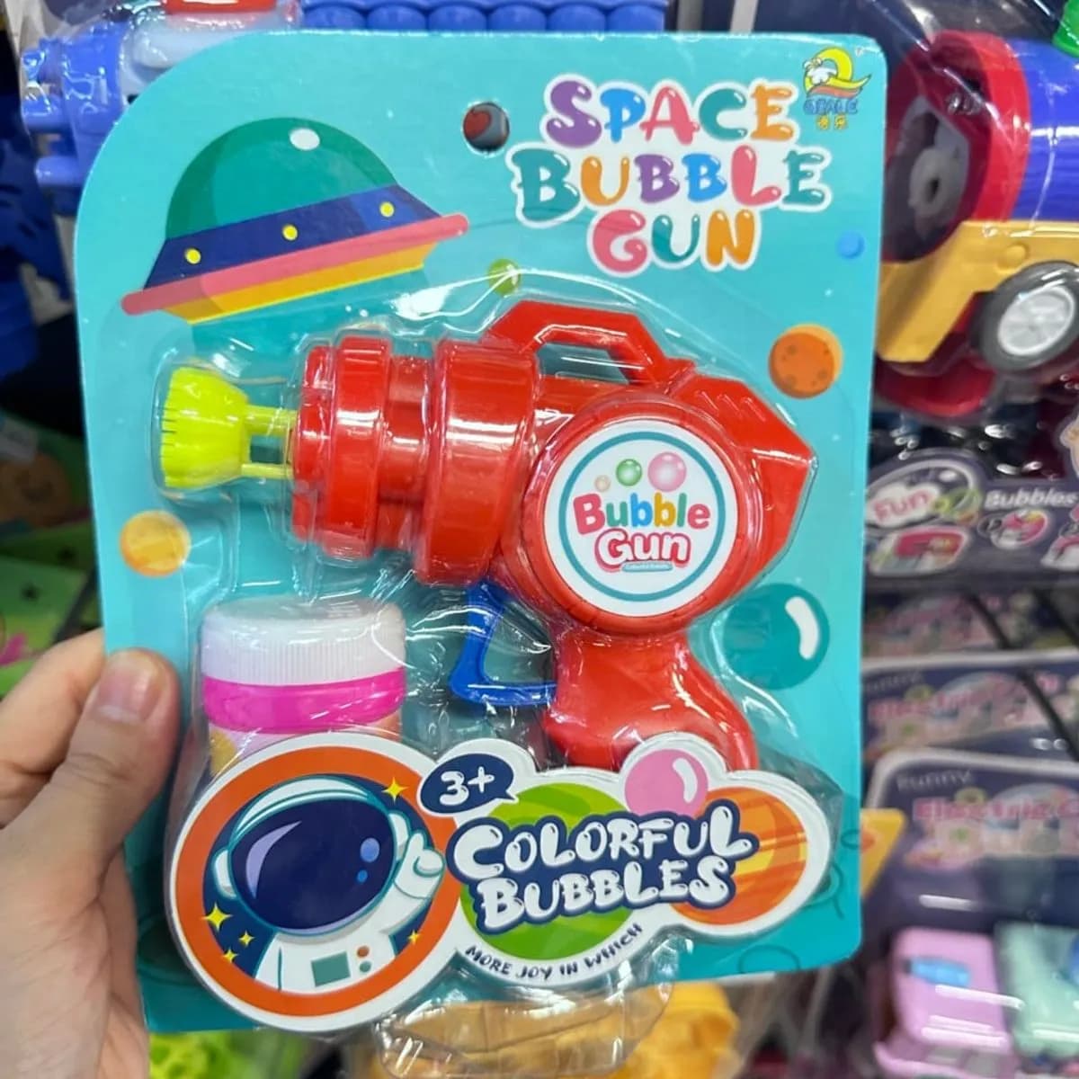 Pistolet na bańki Space Bubble Gun z płynem, czerwony, SEALE
