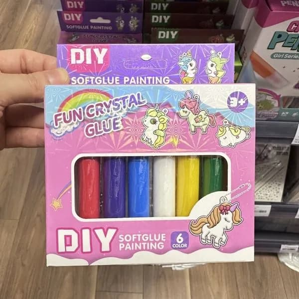 Zestaw DIY Fun Crystal Glue Painting 6 kolorów - Jednorożce