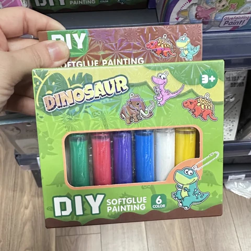 Zestaw Dinosaur Softglue Painting DIY, 6 kolorów, kreatywny