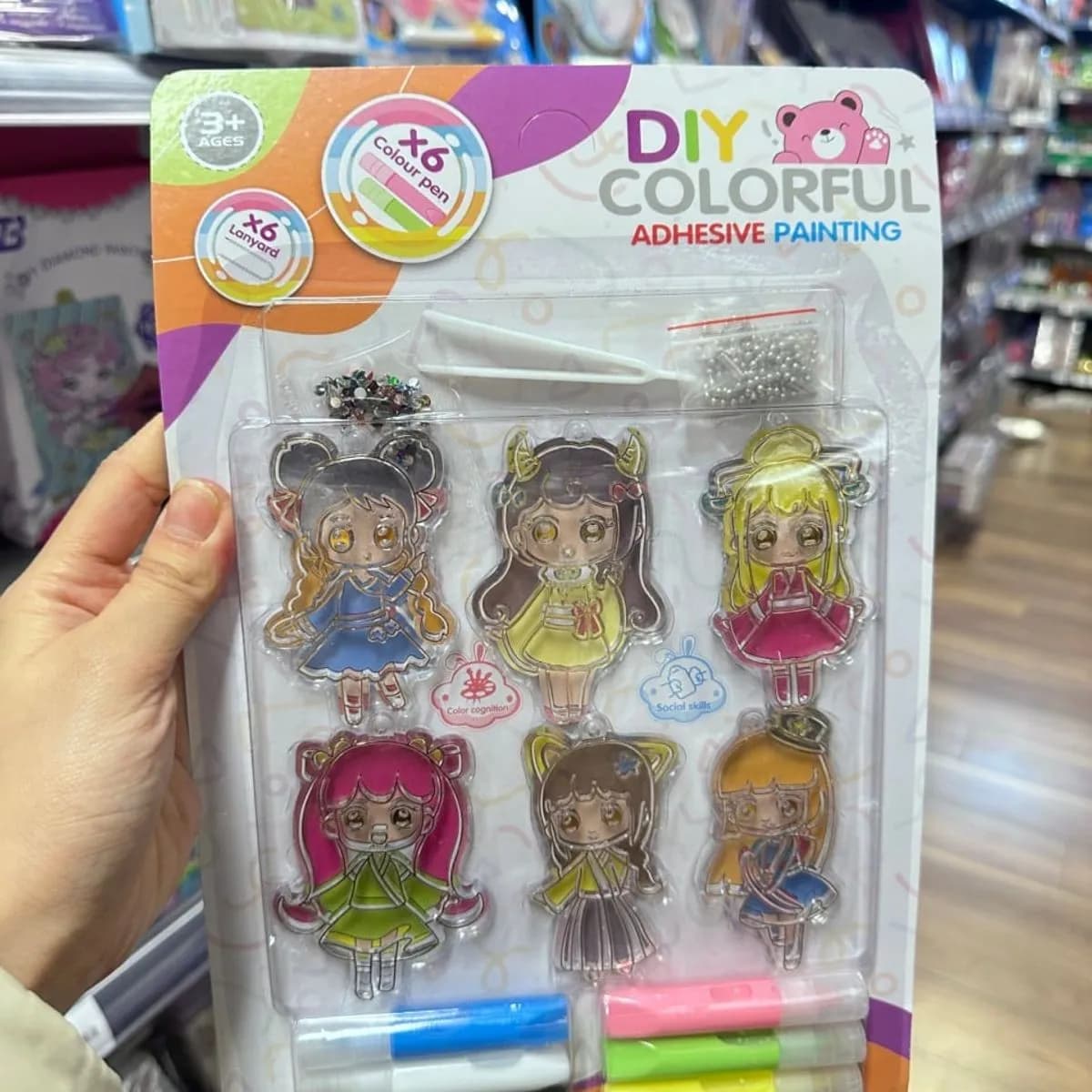 Zestaw Kreatywny DIY Malowanie Klejem Postacie Anime 6szt + Akcesoria