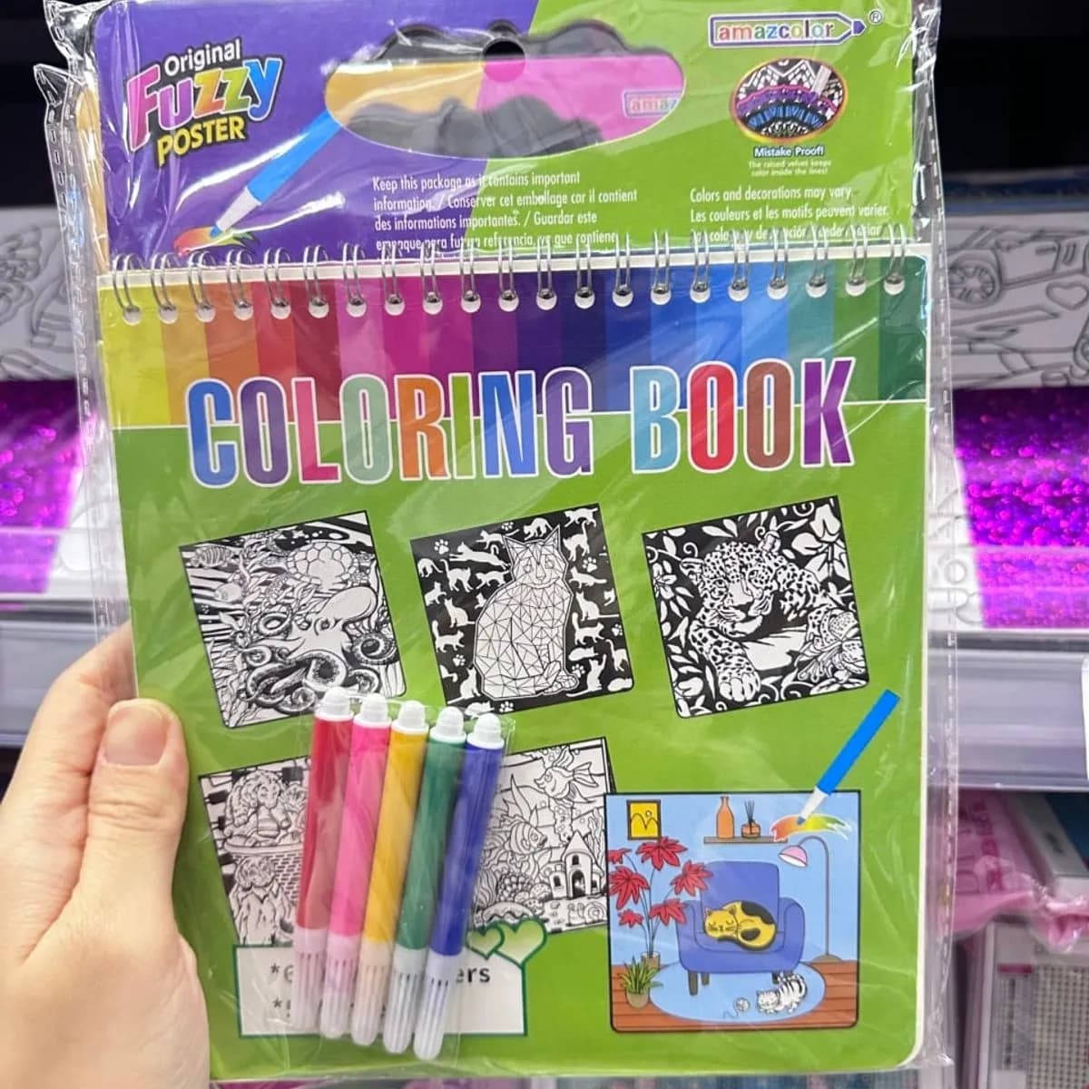 Zestaw Kreatywny Coloring Book Fuzzy Poster z flamastrami
