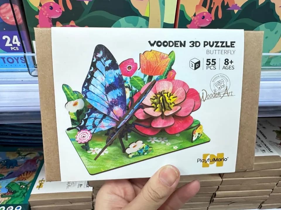 Drewniane puzzle 3D motyl 55 elementów PlayfulMario