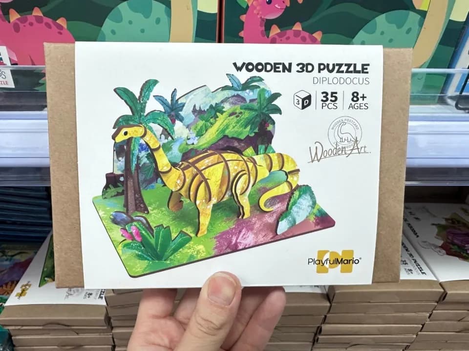 Drewniane puzzle 3D Dinozaur Diplodocus 35 elementów PlayfulMario