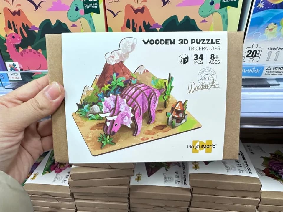 Drewniane Puzzle 3D Triceratops 34 Elementów Playful Mario