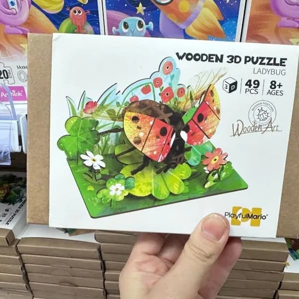 Drewniane puzzle 3D biedronka 49 elementów PlayfulMario
