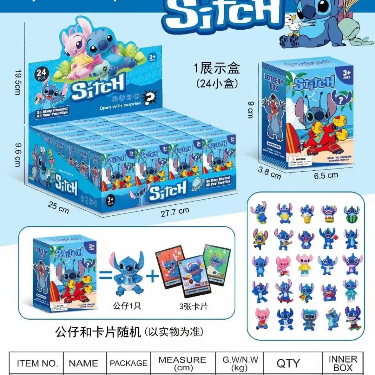 Figurka Stitch Open with surprise + 3 karty, pudełko niespodzianka