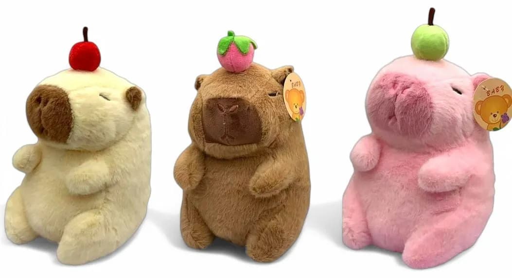 Maskotka Pluszowa 23cm Capybara z Owocem na Głowie, Mix Kolorów