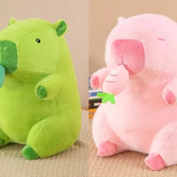 Maskotka Kapibara 20cm - Zielona z Awokado / Różowa z Marchewką