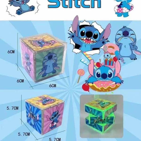 Kostka łamigłówka Stitch zmieniająca kolor 6cm, efekt UV