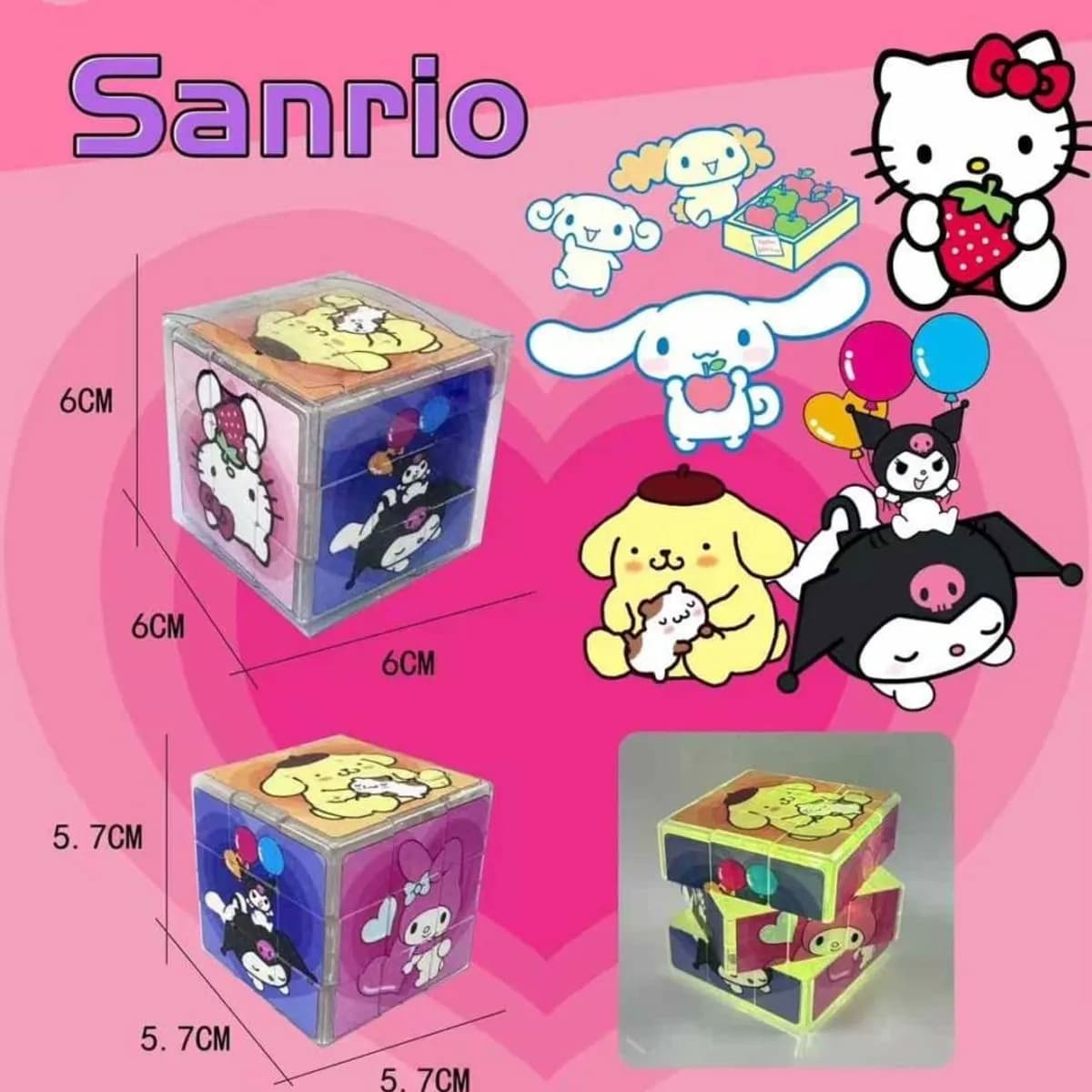 Kostka logiczna Sanrio 5,7cm postacie Hello Kitty Kuromi