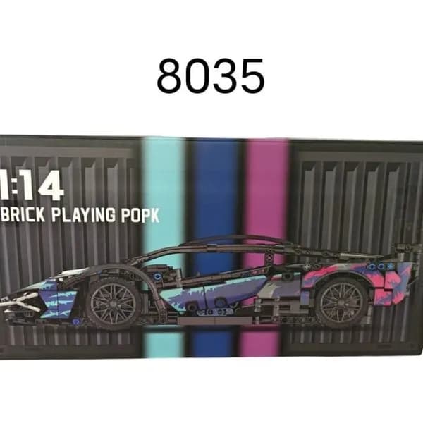 Klocki samochodowe Brick Playing Popk 1:14, model sportowy niebieski