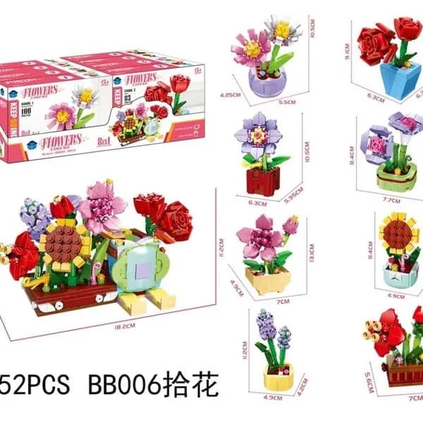 Klocki konstrukcyjne Kwiaty Flowers BB006 752 szt. Zestaw 8w1