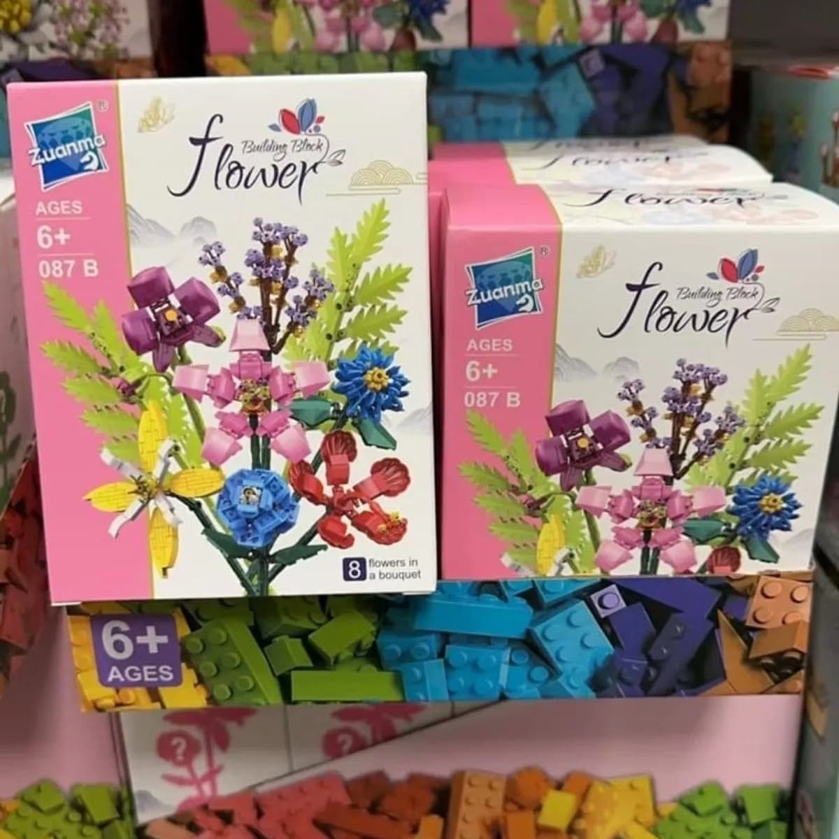 Klocki Flower Zuanma - bukiet 8 kwiatów, zestaw konstrukcyjny 6+