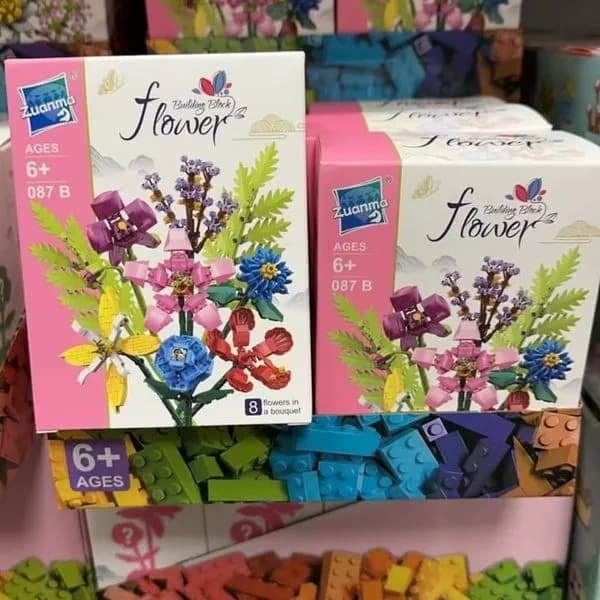 Klocki Flower Zuanma - bukiet 8 kwiatów, zestaw konstrukcyjny 6+