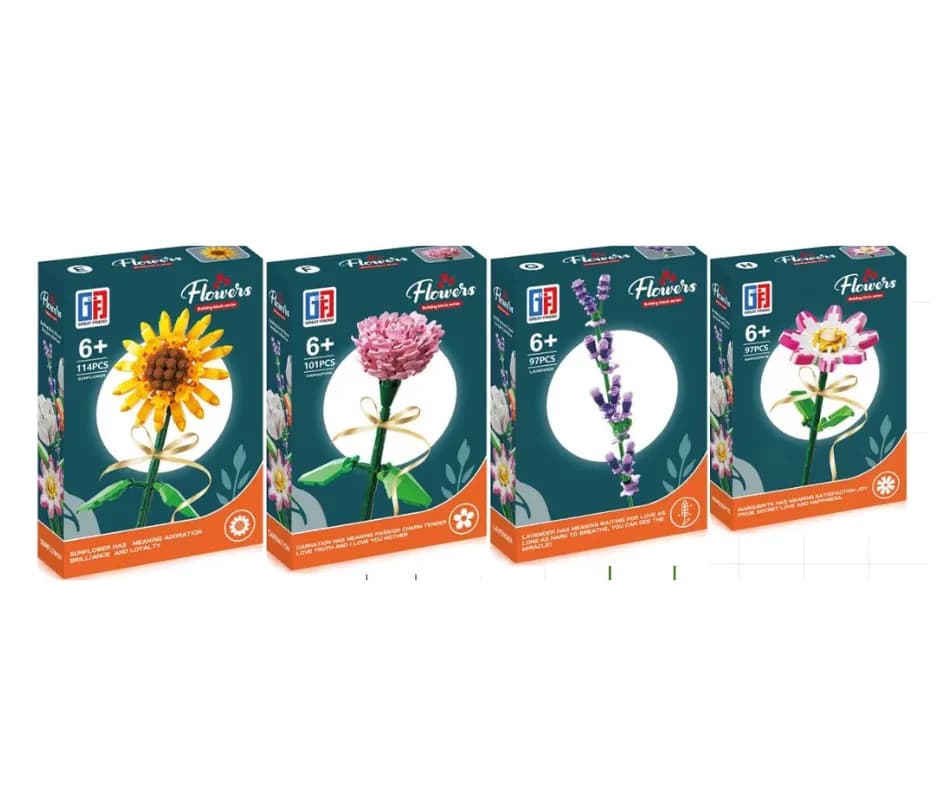 Klocki konstrukcyjne Kwiaty Flowers - zestaw kreatywny GF 6+ 12szt