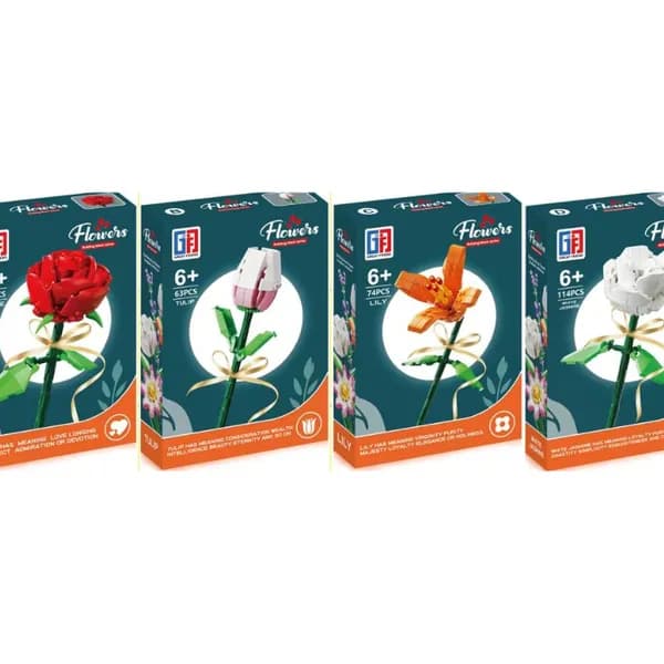 Klocki konstrukcyjne "Kwiaty Flowers" - Różne modele, 63-114 el.