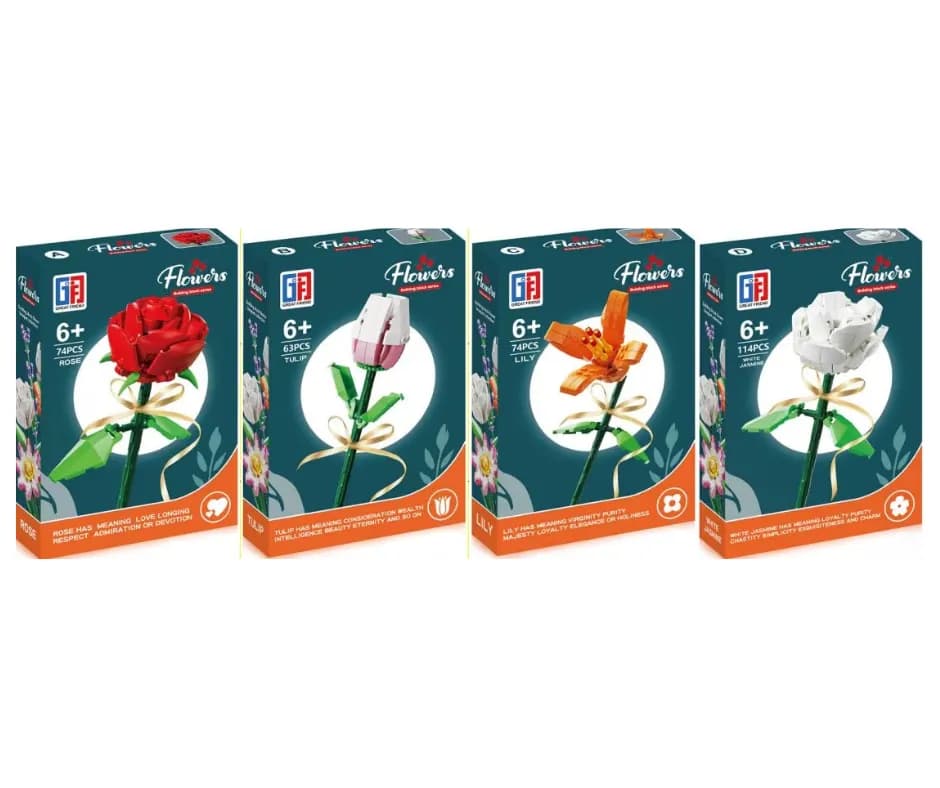 Klocki konstrukcyjne "Kwiaty Flowers" - Różne modele, 63-114 el.