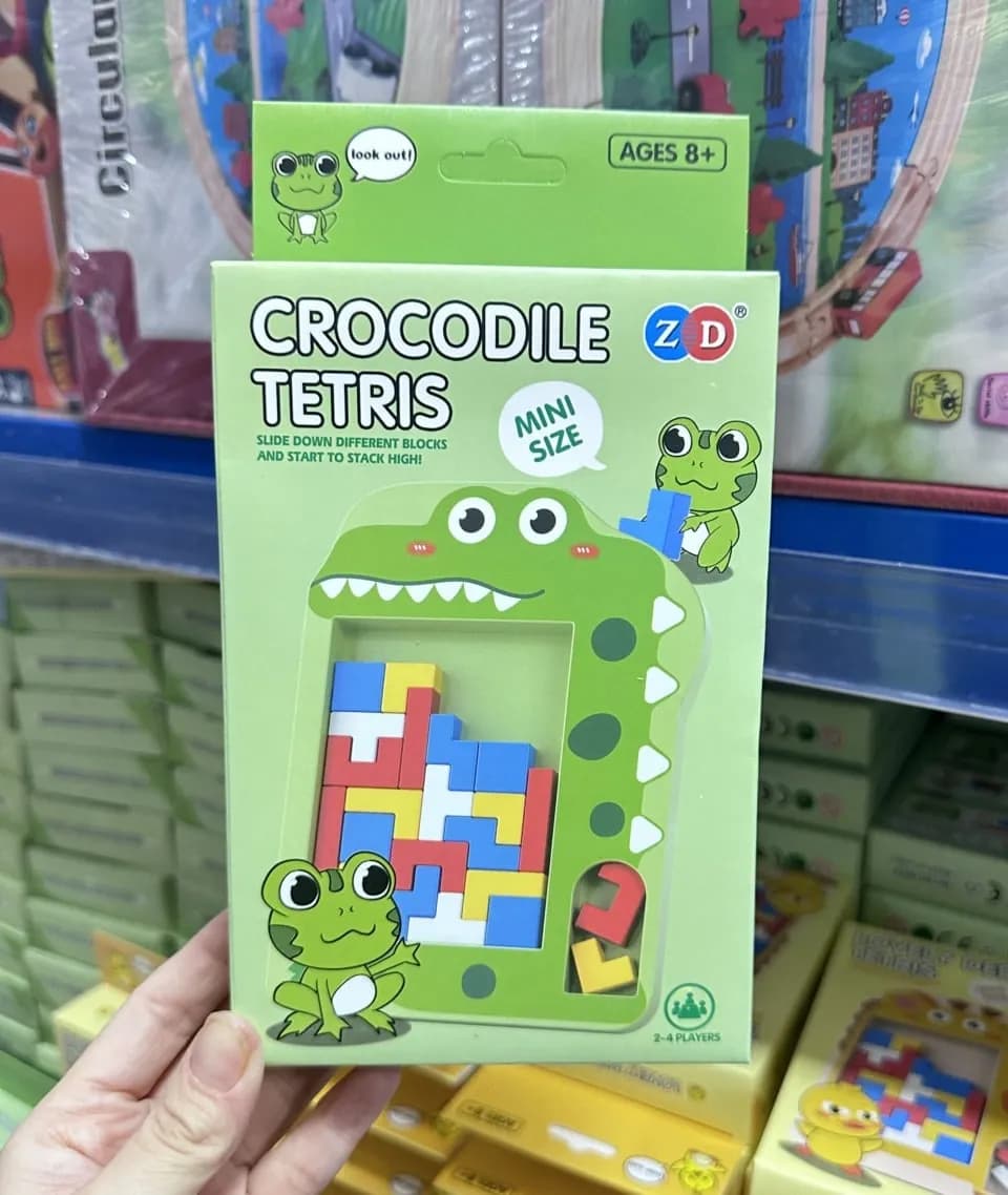 Drewniana Gra Krokodyl Tetris Mini Puzzle Edukacyjna ZD 8+